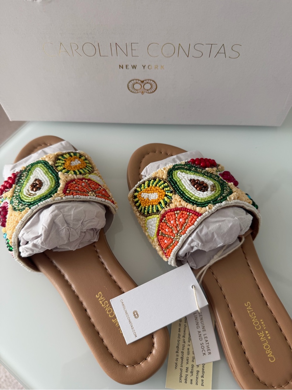Caroline Constas Multicolor Beaded Slide Sandals - Picture 3 of 5
